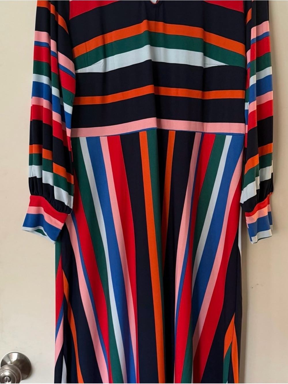Eloquii Multi-Color Striped Dress in Navy, Red, Green, Blue, Pink - Picture 3 of 8